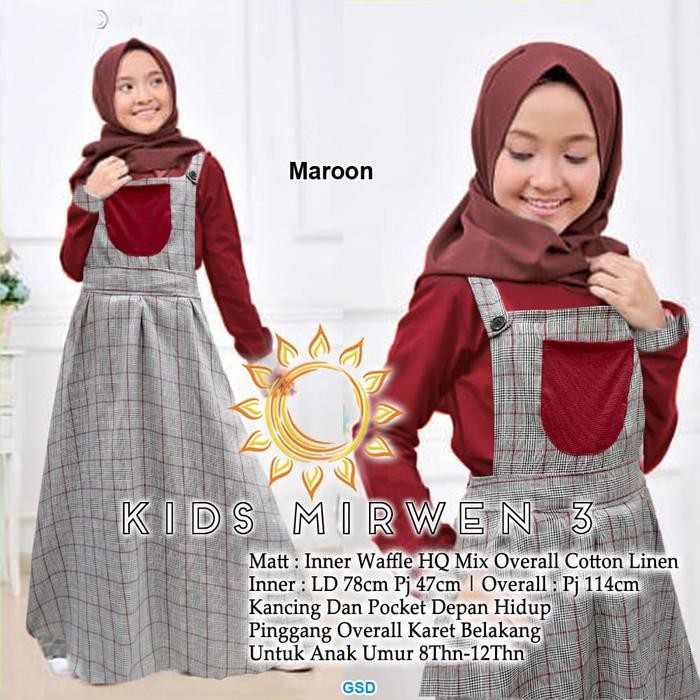 GAMIS OVERALL ANAK TANGGUNG/BAJU MUSLIM ANAK PEREMPUAN-KIDS MIRWEN - HIJAU