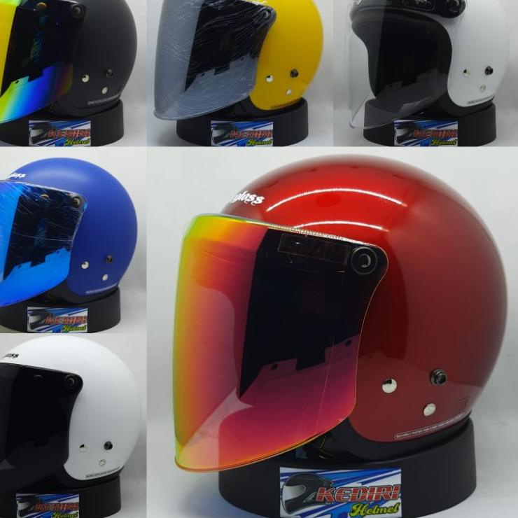 G-61 Visor kaca helm retro SNAIL F19A Original ori iridium flat pnp bogo cargloss retro warna clear 
