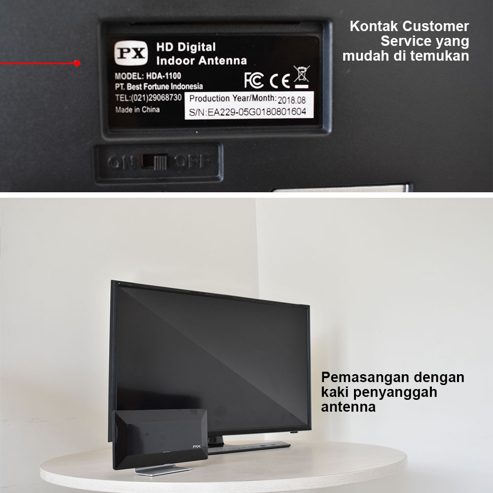 Antena TV Indoor PX HDA-1100 Digital TV DVB-T2 dengan lampu indikator (Garansi 18 bulan)