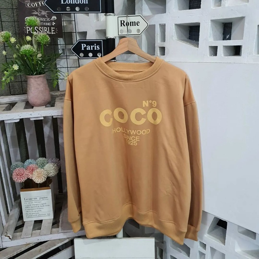 COCO 2XL 3XL Sweater Crewneck Oblong Oversize | Outerwear Pria Wanita Fashion Terkini Korean Style