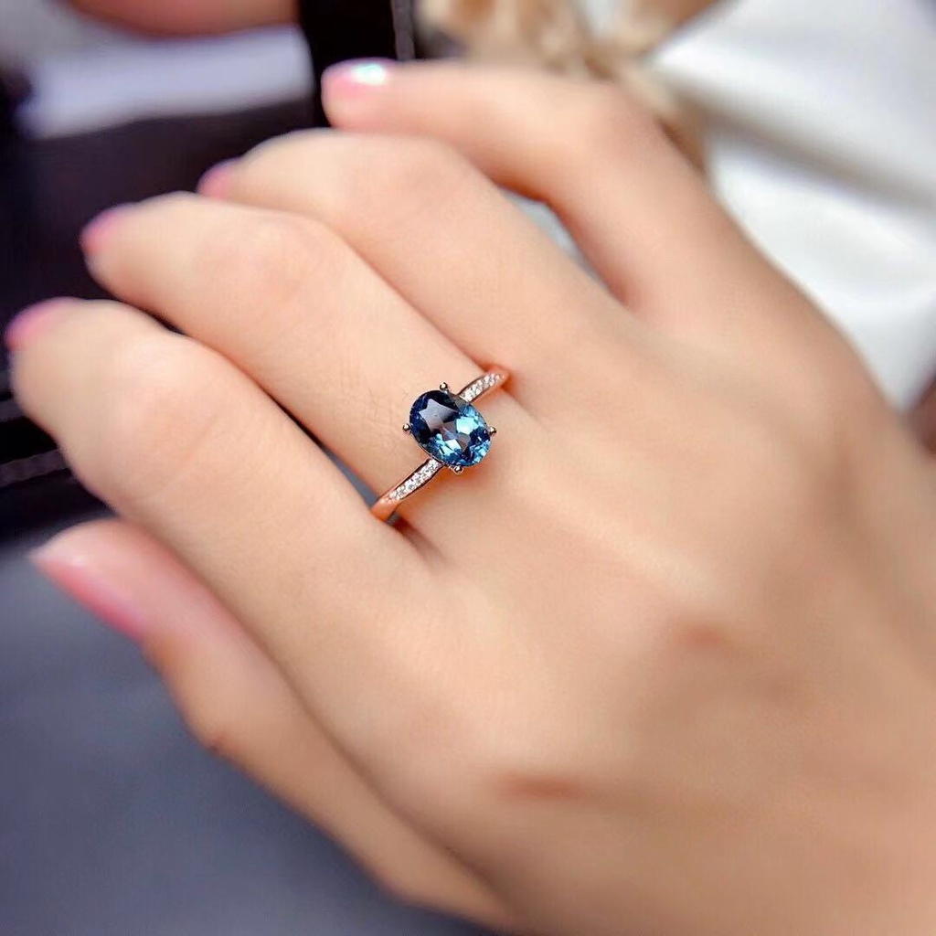 Sapphire Cincin 925 Silver Hias Batu Permata Kristal Sapphire Platinum Untuk Pria Dan Wanita