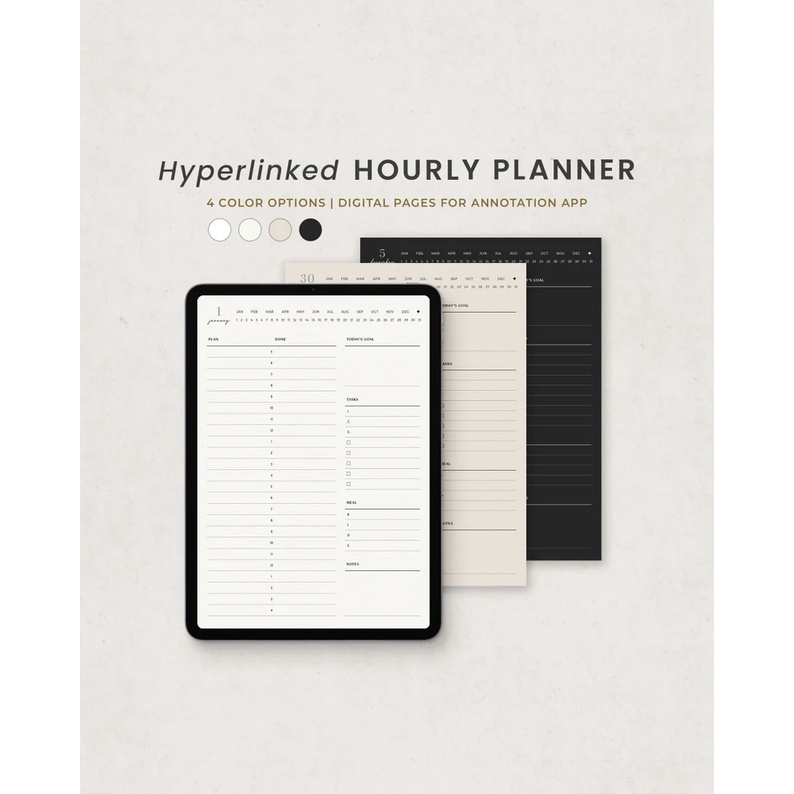 Digital Journal &amp; Planner - Time Blocking Daily Hourly To Do List &amp; Schedule for for Goodnotes, Notability, Xodo, (Full Page Hyperlinked)