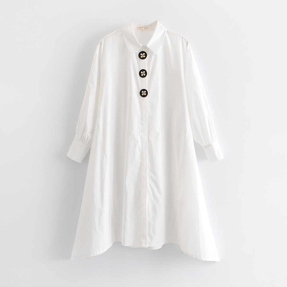 32100 Dress Putih Simple Wanita Korean Style White A Line Dress