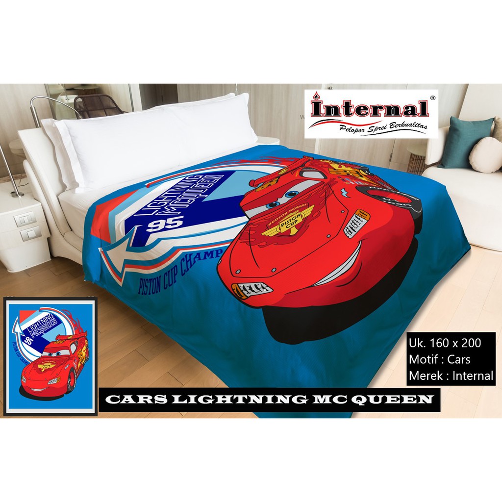 Internal - Selimut / Blanket Merek Internal Ukuran Queen 160x200 cm - CARS LIGHTING MC QUEEN