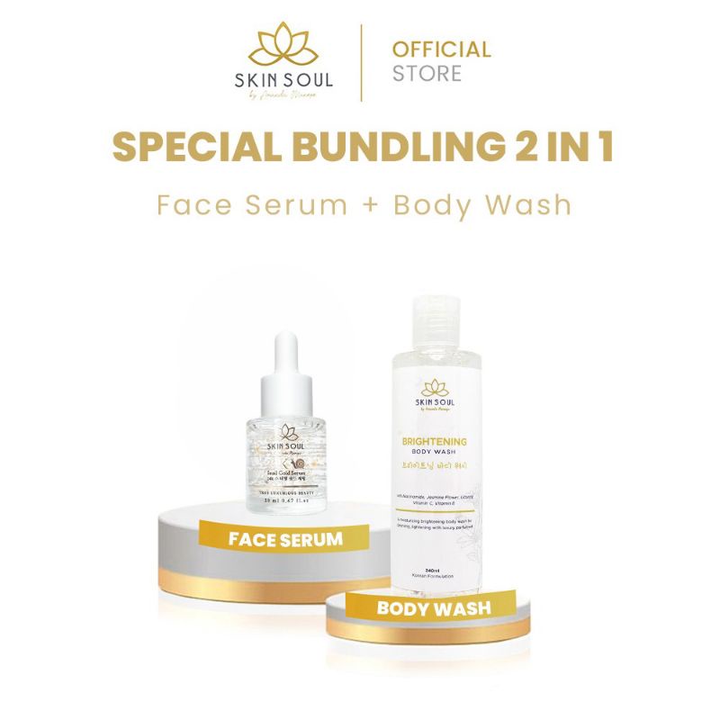 Skin Soul Paket Bundling - Skin Soul 24K Snail Gold Face Serum & SkinSoul Brightening