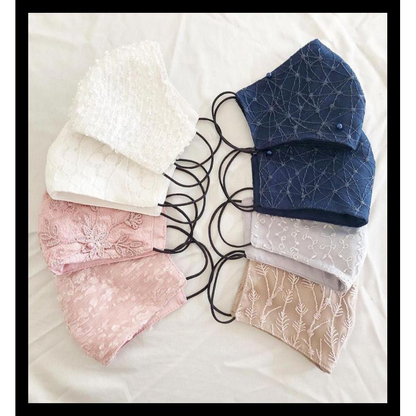 Masker Fashion Kain Brokat Payet Cantik Premium