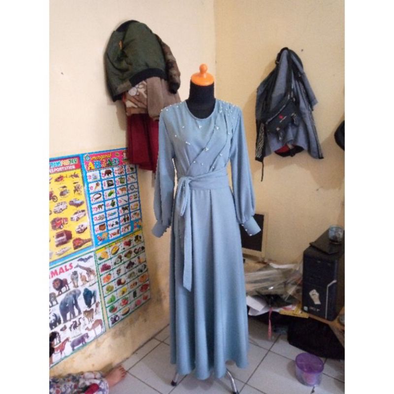 gaun kondangan dada remple motif Payet/GAUN FORMAL MOTIF PAYET/FASHION MUSLIM TRENDING