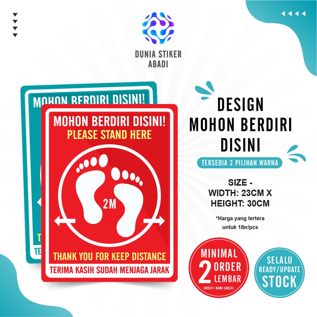 

Stiker Jaga Jarak/Mohon Berdiri Disini Square (23x30cm) - Per/1 lembar
