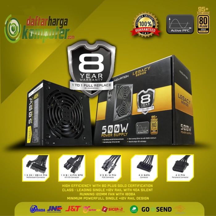 PSU Innovation 500W 80+ GOLD GARANSI 8 TAHUN power supply