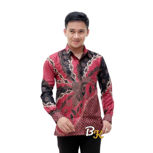 EMHABATIK | Batik Couple Pria Wanita Kemeja modern kasual Tunik adem halus-KMJ MURAI MERAH