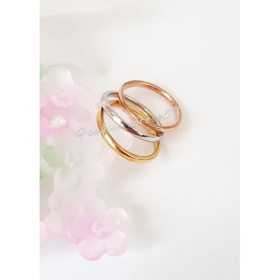 Cincin Titanium Set 3 cincin fashion impor Cincin set 3 ring tipis bulat white gold Rosegold Antikarat fashion cincin bestquality bestseller titanium antikarat