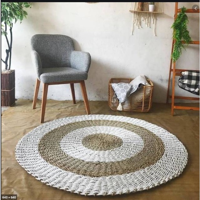 RUG ANYAMAN SEAGRASS 100-120CM / KARPET ANYAMAN / KARPET BULAT / FLOOR MAT KOTAK / FLOORMAT OVAL