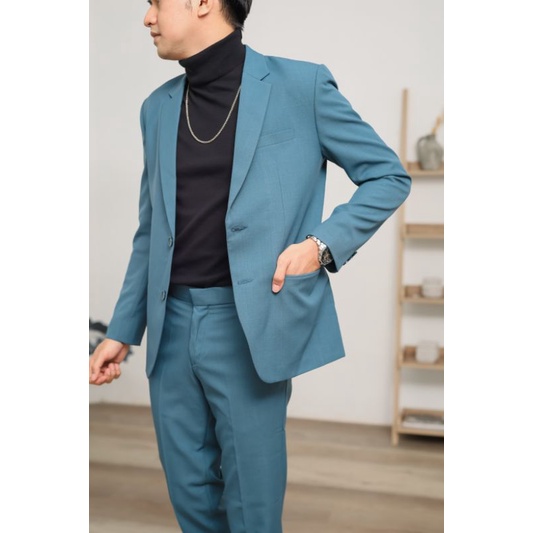 Mubeng - Elegant Jas Slimfit Midnight Green (Free Cover Jas)