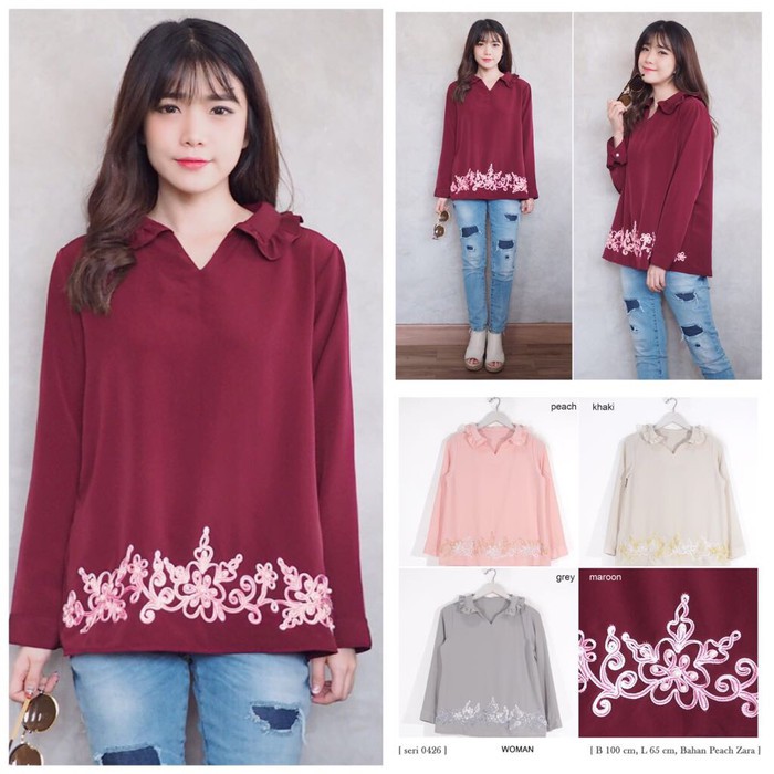 Embroidery Blouse P Baju-set-taffy-blouse-and-pants-BAJU-CELANA-VIVALDI-ASLI-BLOUSE-TAFFY-PANT R9U5