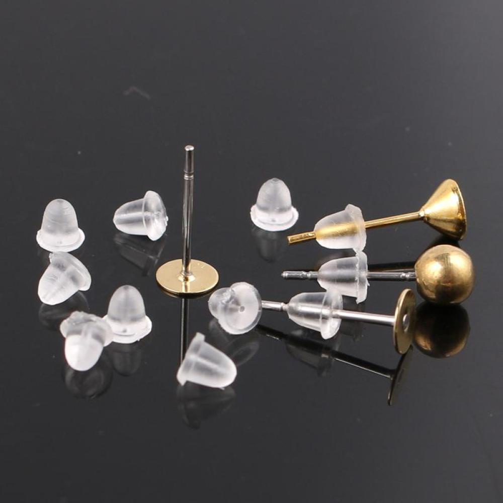 Timekey 100pcs Stopper Belakang Anting Tusuk Bahan Karet Lembut Transparan A1K7