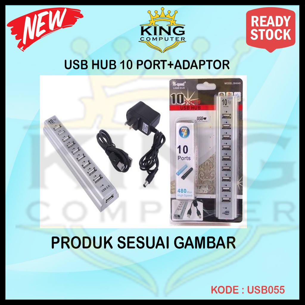 USB HUB 10 PORT USB 2.0 &amp; ADAPTOR