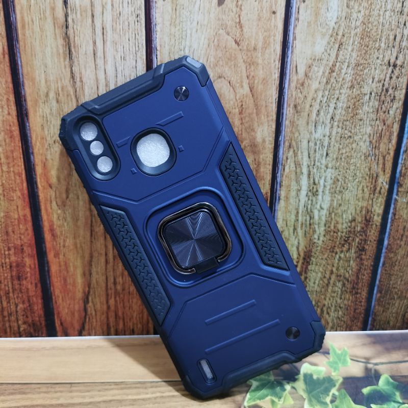 CASE INFINIX SMART 4 HARD CASE THUNDER + RING  CARBON