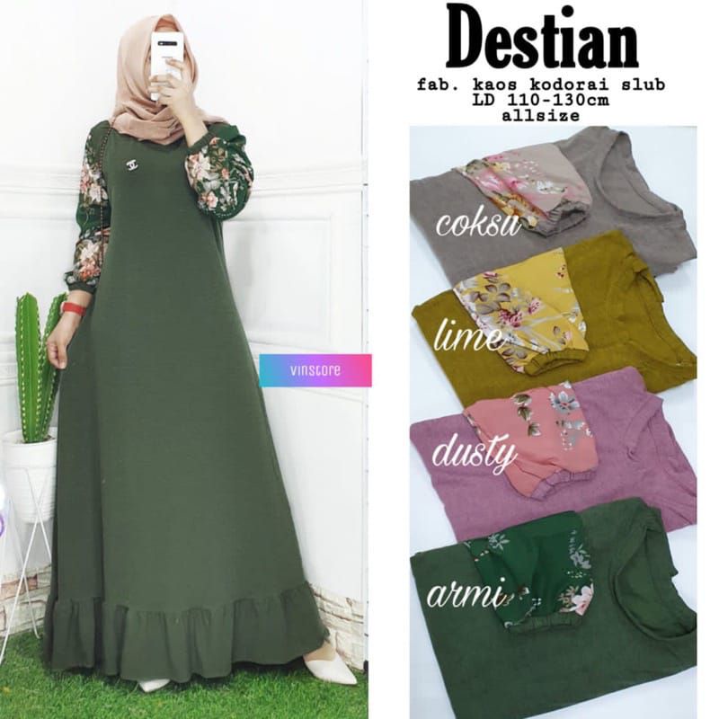 Gamis cewek Destian murah by Vinstore Ori Solo