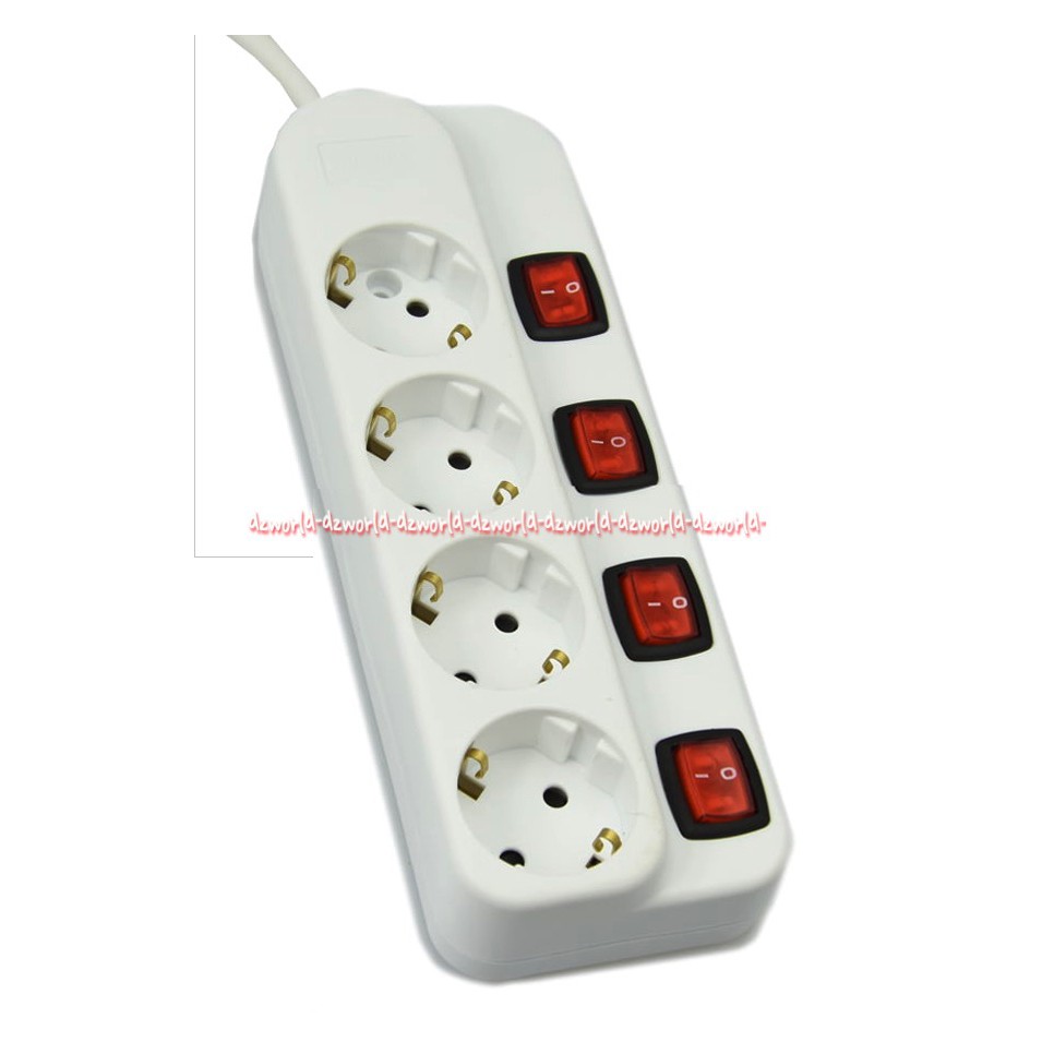 Krisbow Stop Kontak 4 Putih Colokan Kabel Socket Dengan Tombol On Off colok 4 Ekstensi Kabel Sambung Putih Dengan Stop Kontak Masing-Masing Colokan 4Lubang White Soket With Switch On Off