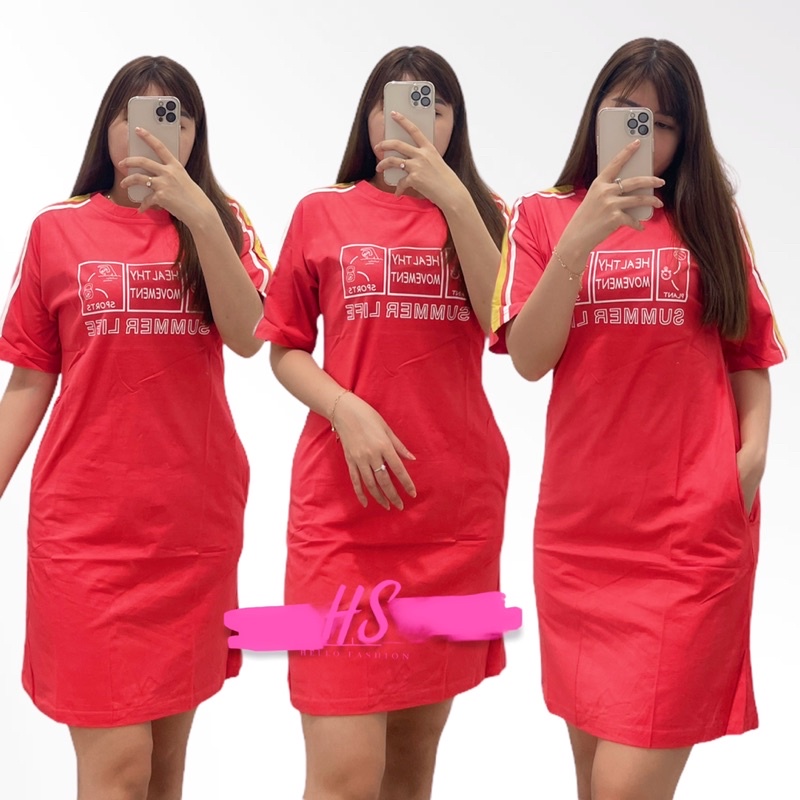 DRESS PREMIUM SUMMER LIFE MERAH/DRESS SANTAI