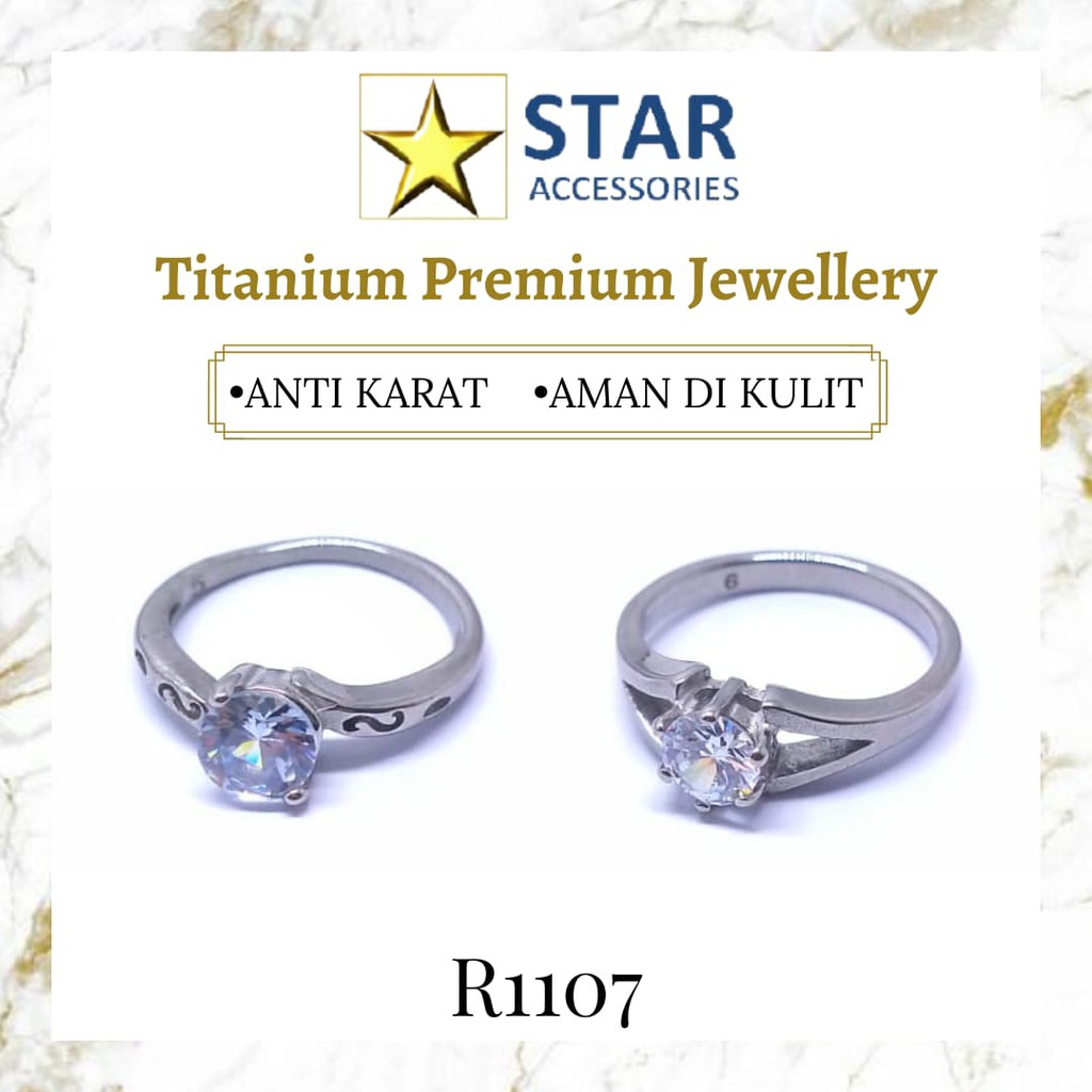 Cincin Titanium Silver Mata Satu | Cincin Tunangan Titanium Anti Karat