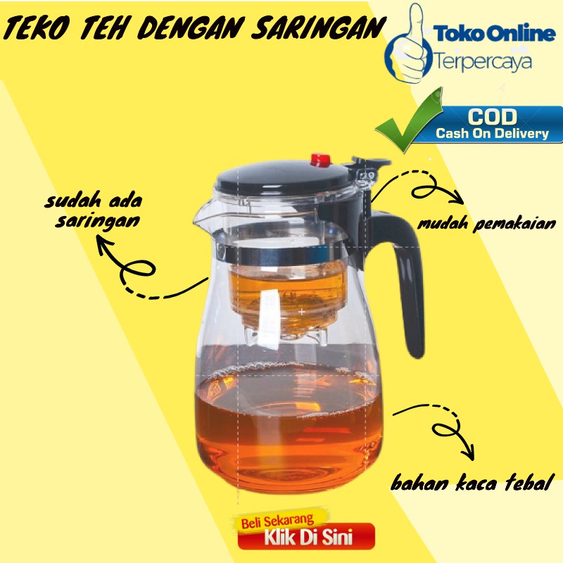 Teko Kaca Bening Saringan Teh Tahan Panas Teko Pitcher Teh Chinese Teapot Maker