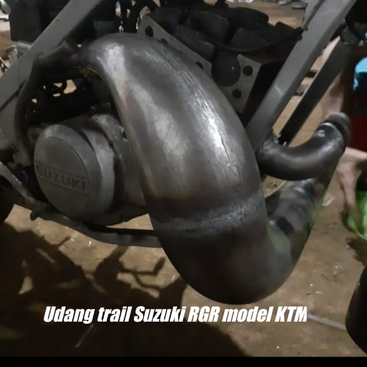 Tabung Knalpot Udang Trail Ninja 2Tak Rx King Rgr RxZ Satria 2tak Model Ktm Plat Pernis Pnp Real Pic