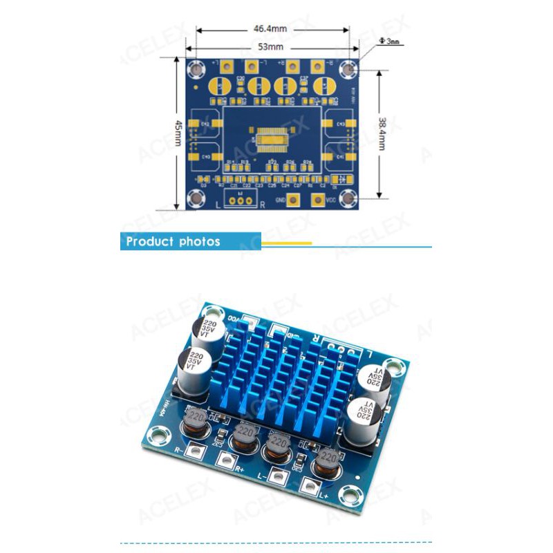 Audio Amplifier TPA3110 XH-A232 Class D 30W + 30W 2.0 DC 8-26V 3A