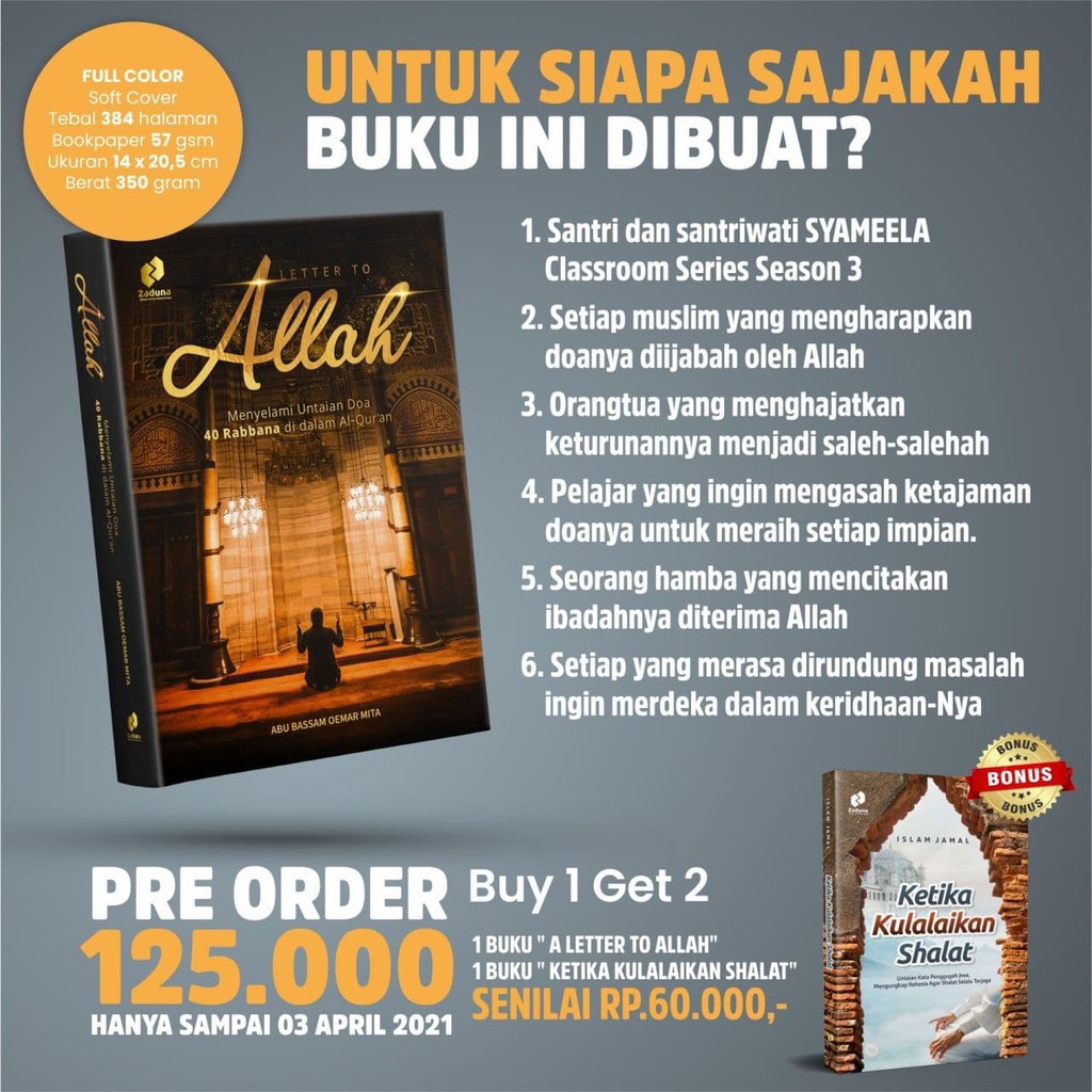 A Letter To Allah PROMO 100RB DAPAT 5 BUKU Menyelami Untain Doa 40 Robbana di Dalam Al-Quran ZDN