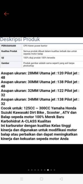 KARBURATOR KARBU PWK PE CPO 24 26 28 30 32 34  Karburator PWK CPO 24 26 28 30 32 34 Free Pilot Jet Mainjet Jarum Skep Karet Intake Dan Selang.