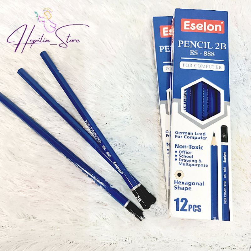 

Pensil 2B Eselon Warna Biru 1 Pack 12 Pcs / Pencil For Computer / Pensil Ujian 2B