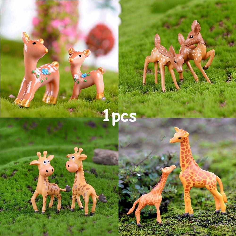 Populer 1pcs Miniatur Rusa Dekorasi Rumah Taman Gnomes DIY Artificial Sukulen Charms