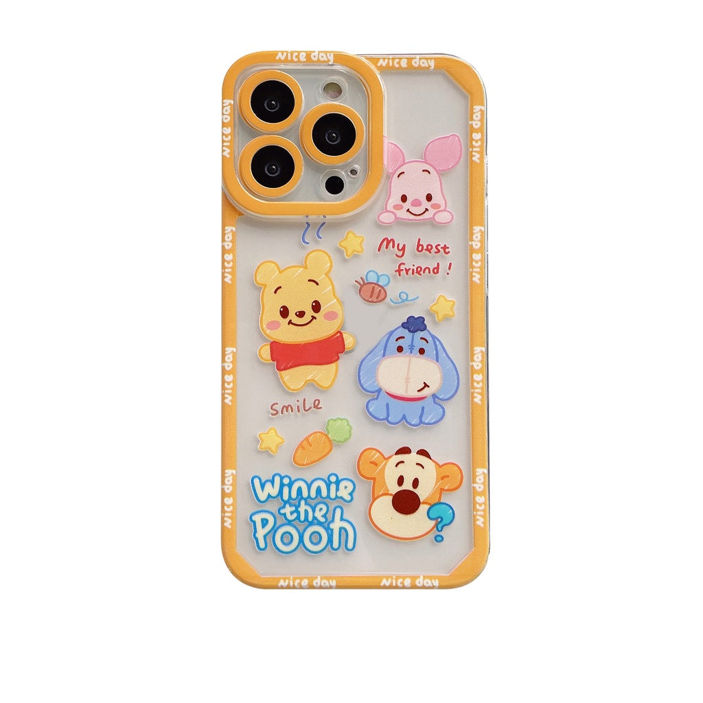 Soft Case TPU Transparan Motif Beruang Cover Iphone 14 13 Pro Max 12 11 XS XR X 8 7 6 Plus Mini SE