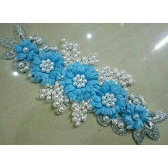 Headpiece hairpiece rambut sanggul aksesoris jilbab hijab pesta wisuda pengantin wedding iner biru