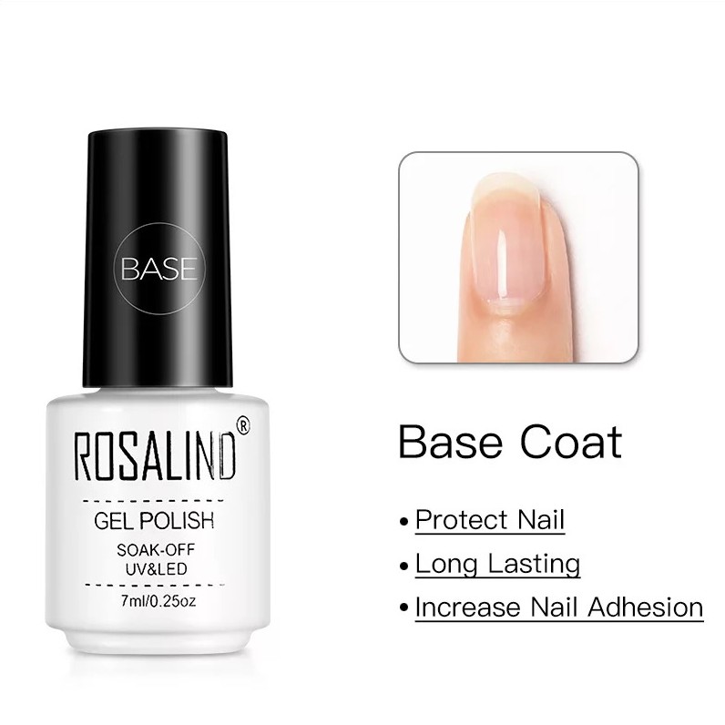 ~AB~ ROSALIND Base Coat dan Top Coat Nail Gel UV LED / Kutek / Cat Kuku