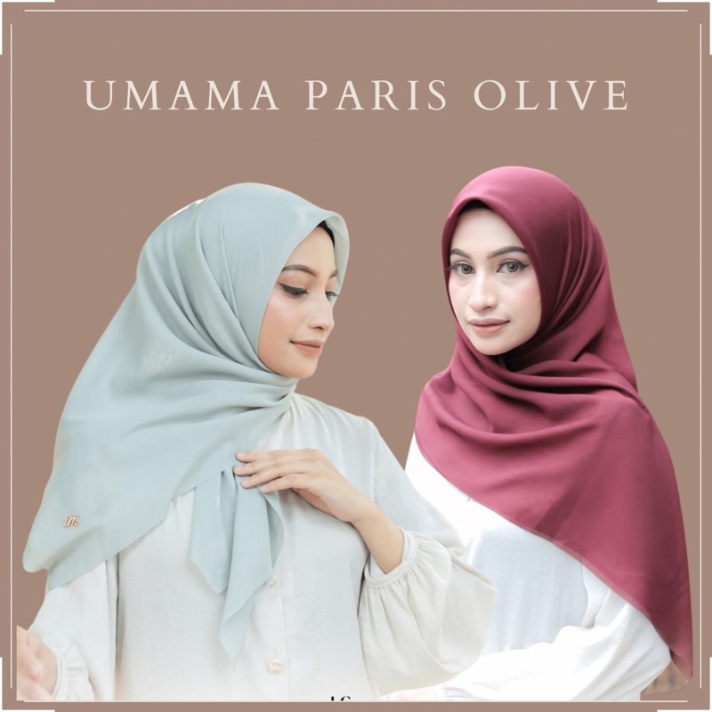 PAKET HEMAT ISI 3PCS PARIS OLIVE SYAR'I, UMAMA ORIGINAL, HIJAB SEGI EMPAT JUMBO UKURAN 130X130, ADA LOGO UMAMA NYA