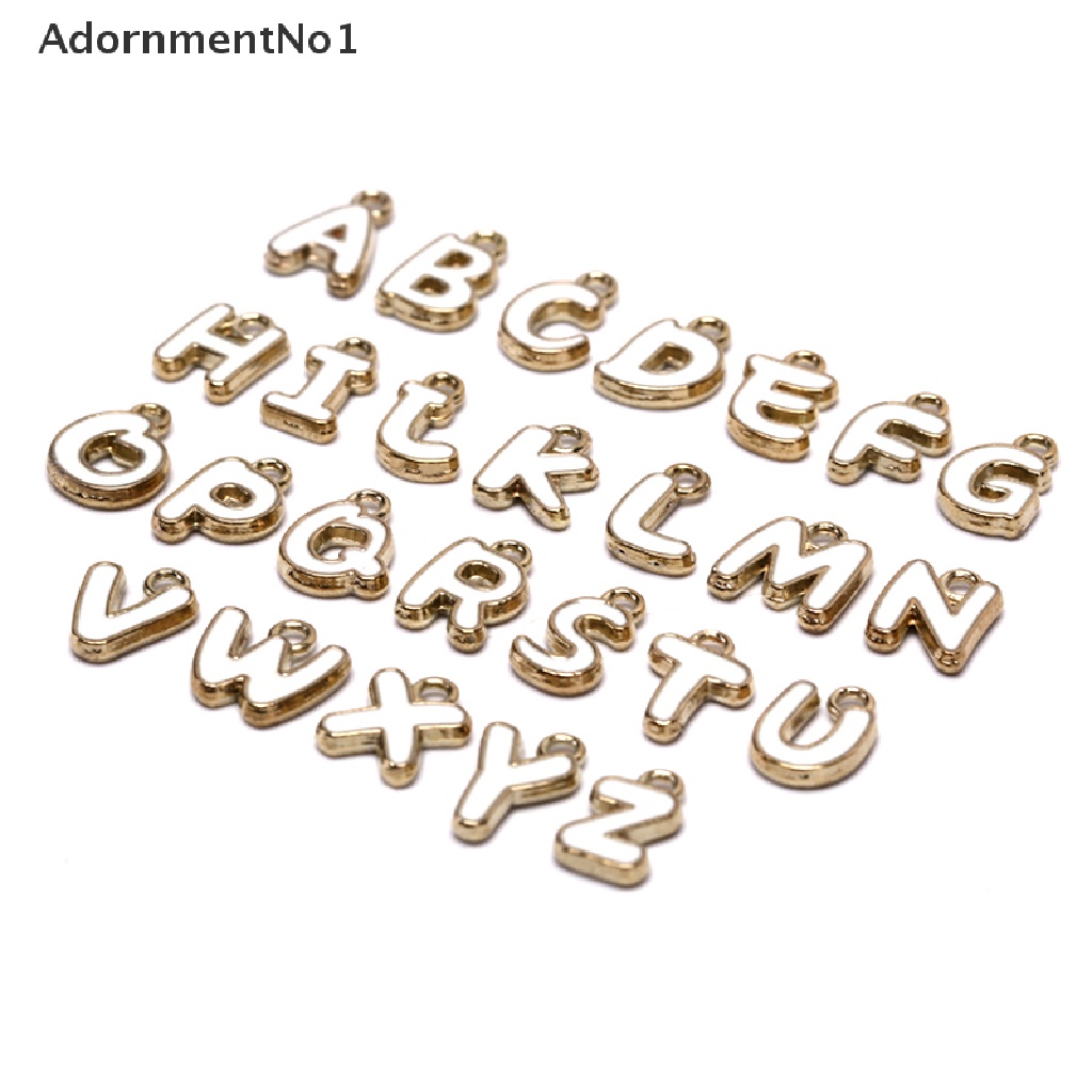 (AdornmentNo1) 26pcs / Set Charms Huruf Alfabet Enamel Untuk DIY Gelang / Perhiasan