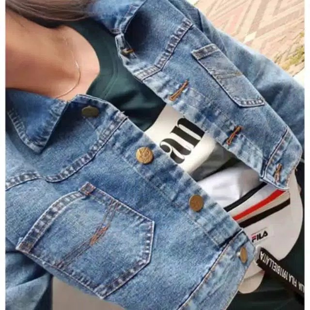 JAKET CROP JEANS WANITA PREMIUM SAKU MIRING TERMURAH // JAKET CROP // JAKET JEANS