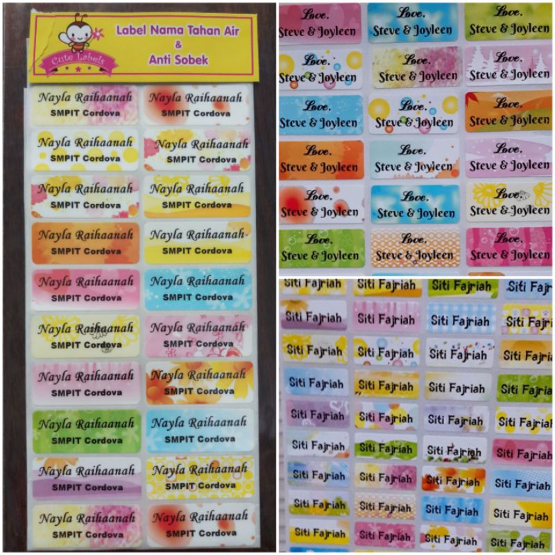 

Label/sticker nama waterproof dan anti sobek motif Romantic Flower