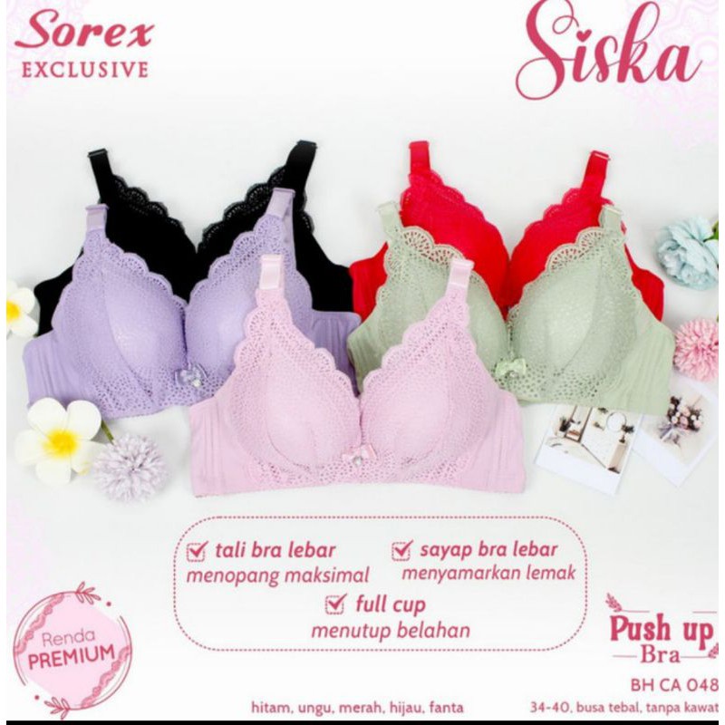 SOREX Exclusive Bra BH Push Up Busa Tebal Tanpa Kawat Penekan Lemak