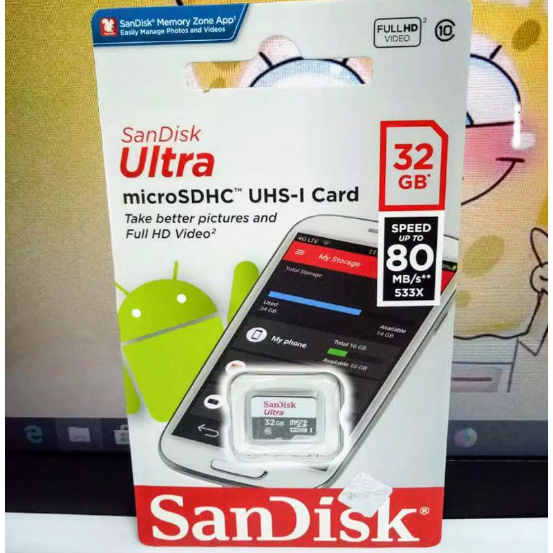 Memori sandisk 32gb Speed 48mbs / sandisk Ultra MicroSDHC 32GB 80MBs