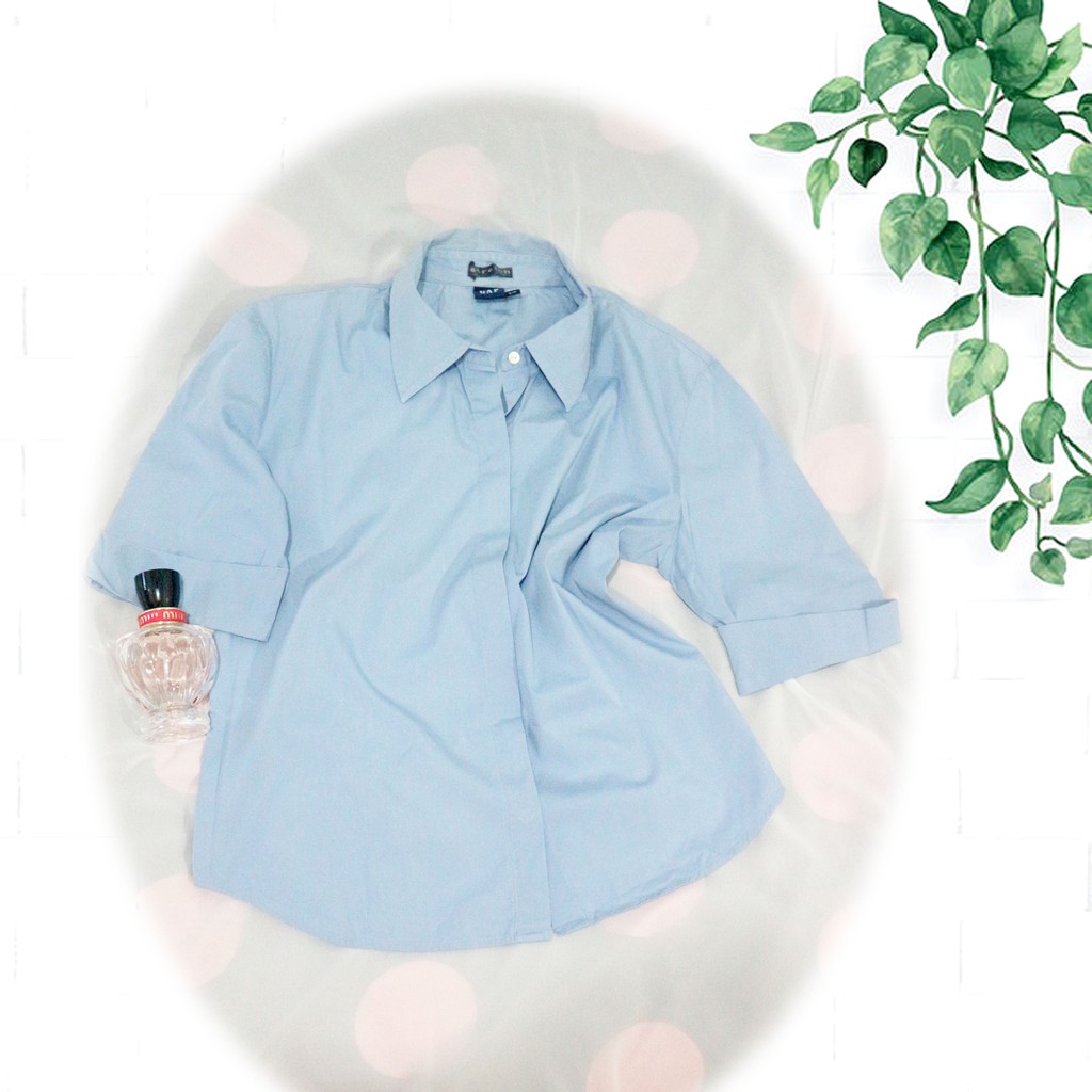 ❗❗❗BIG SALE KEMEJA WANITA GAP LENGAN 3/4 BIRU LAUT