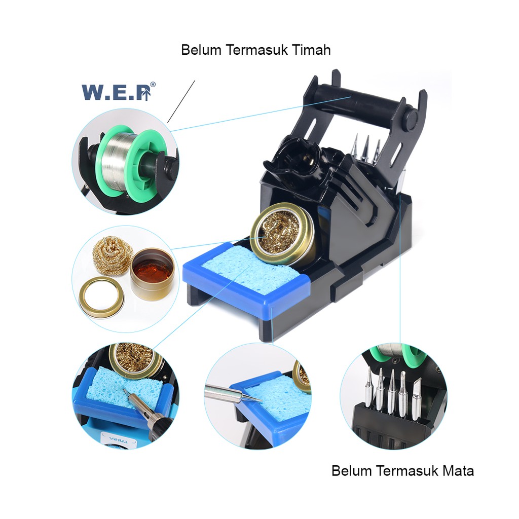 WEP 936A II New Robot Soldering Kit Iron Dudukan Penjepit Cooper Busa