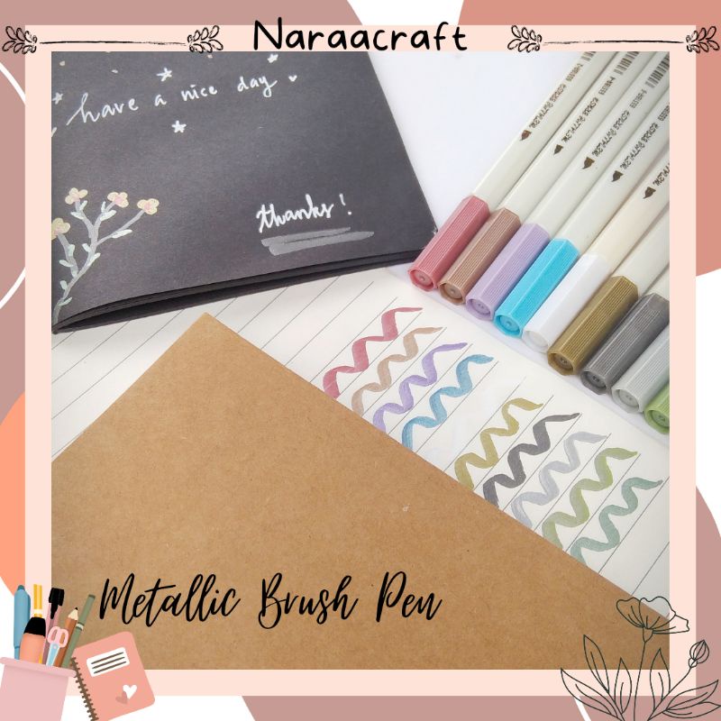 

Metallic brush pen/ spidol warna/ brushpen/ kaligrafi ||Naraacraft