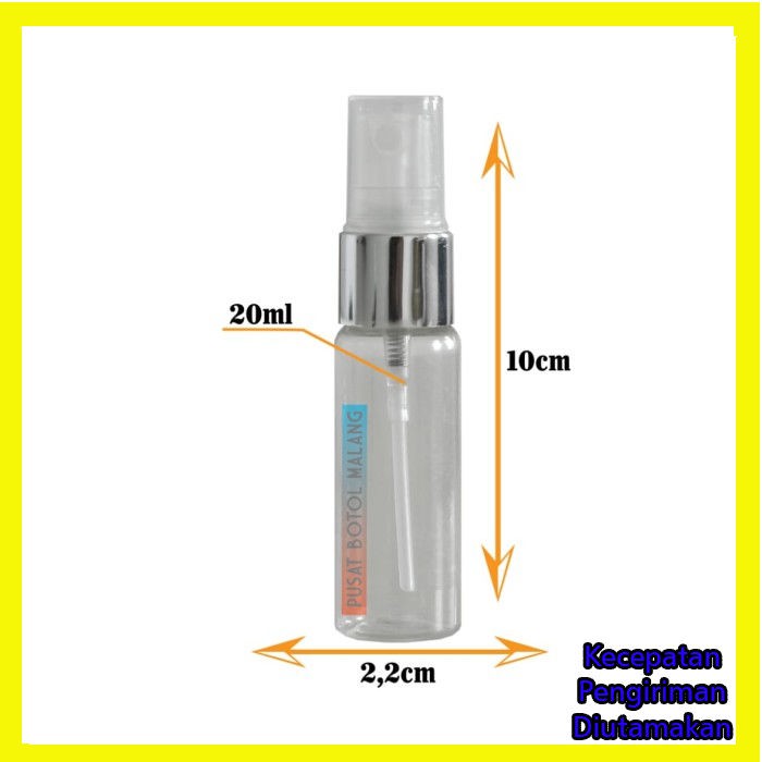 Botol Spray kosong 20ml half cap ( silver natural)