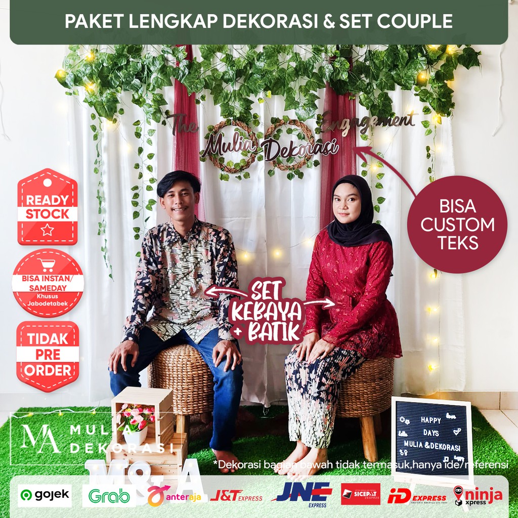 Dekorasi Lamaran Tunangan Backdrop Nikahan DIY Akad Nikah Paket MM Lengkap Dengan One Set Couple