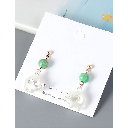 LRC Anting Tusuk Fashion  Acrylic Dumbo Alloy Bead Stud Earrings Y63772