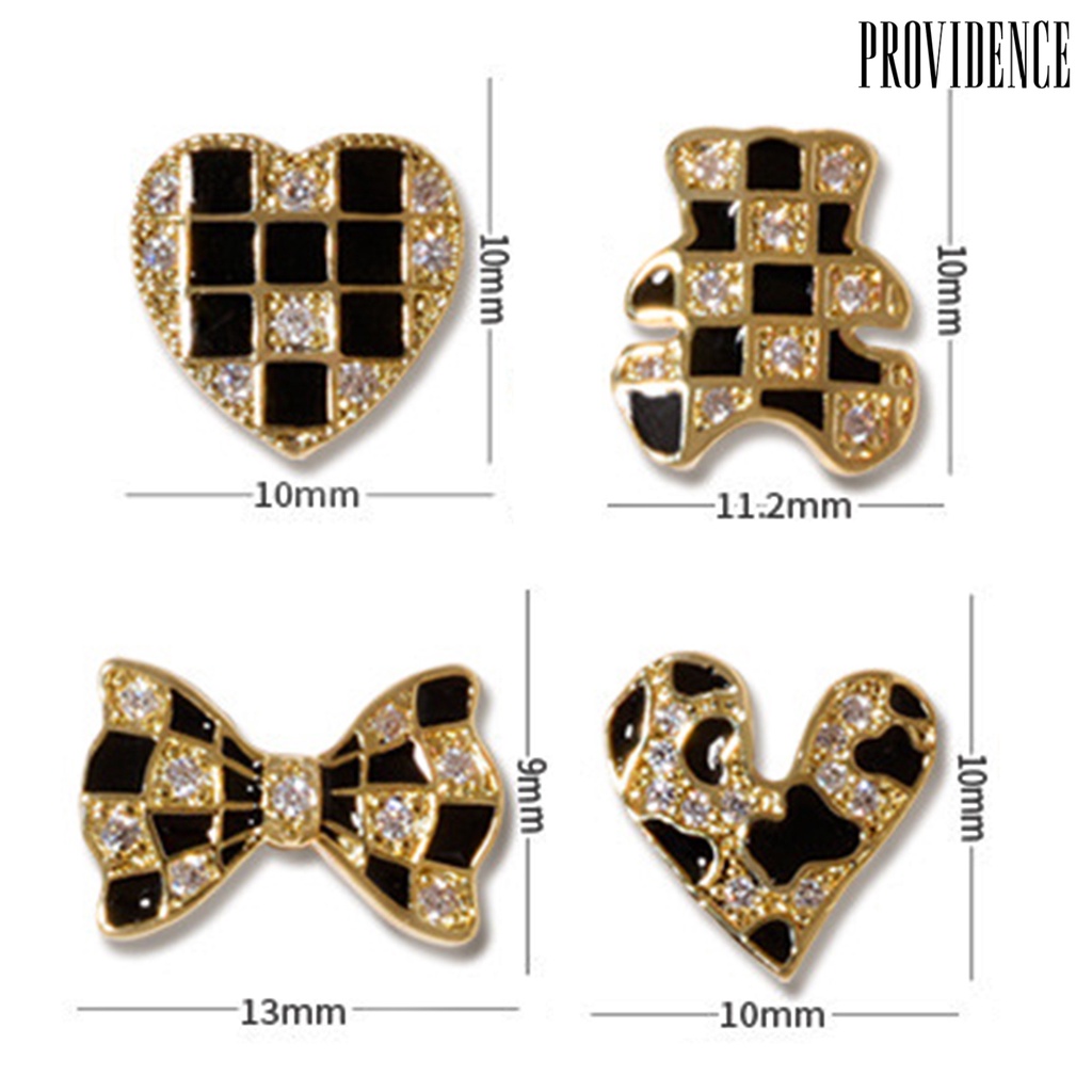 Providence Nail Cubic Zirconia Easily Stick Eye-catching Exquisite Heart Bear Bows Shape Stylish Nail Art Ornament for Nail Beauty