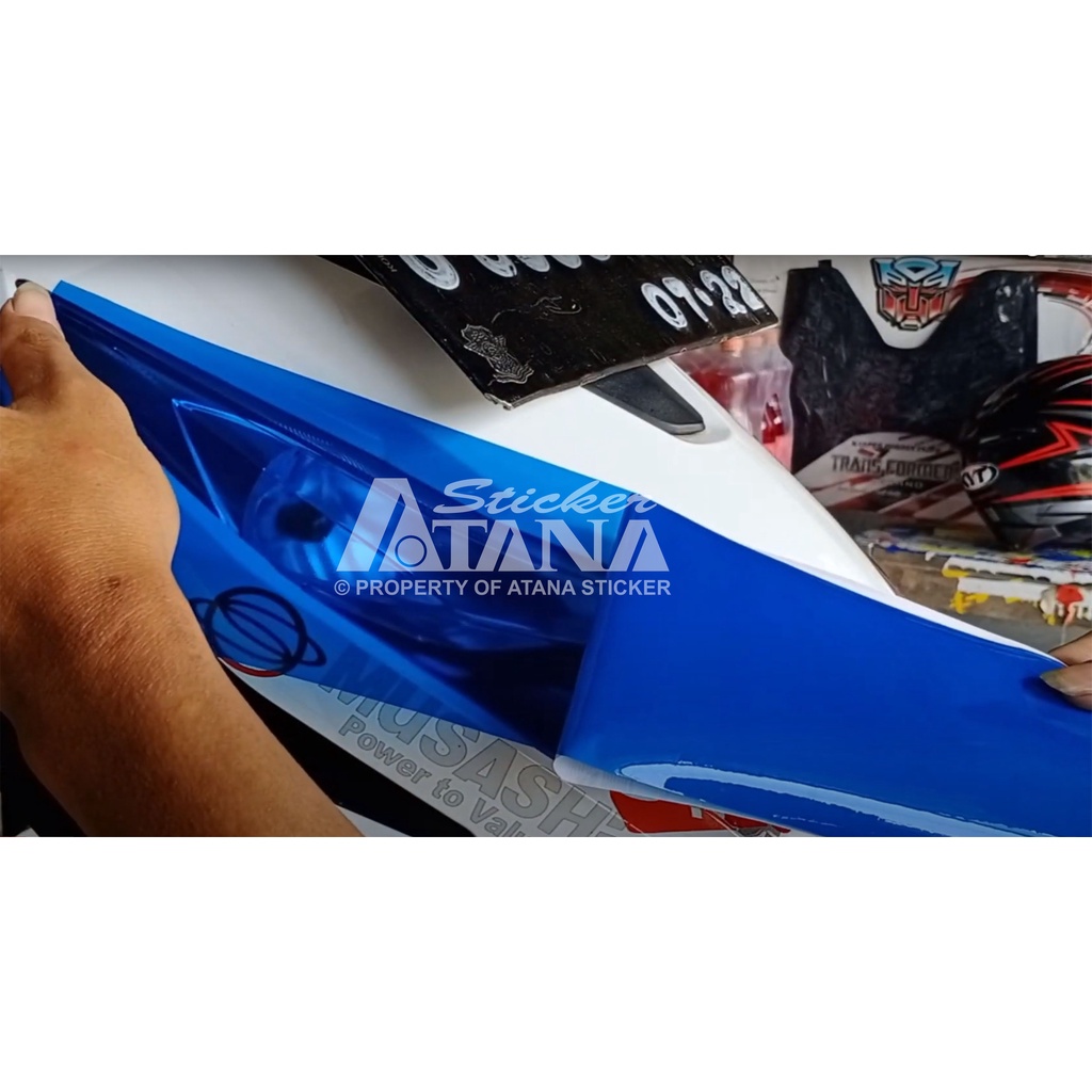 Skotlet Biru Transparan Bening Glossy Scotlet Blue Transparent Glos Stiker Tembus Pandang Sticker Smoke Scolite Hybrid Scotlight Anti Gores Transparant Decal Vinyl Wrap Body Dekorasi Aksesoris Lampu Headlamp Motor Mobil Hp Laptop Neon Box Aerox Lexi PCX