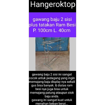 gantungan baju 2sisi plus tatakan Ram Besi crhome ukuran L. 40cm x P. 100cm / gawang baju 2sisi